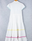 Colorblock Ricrac Trim Drawstring Waist Dress