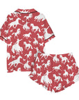 Baha Ranch Red Bronc Satin Ruffle Western Pajama Set
