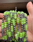 Jade Dye Green & Sterling Silver Pearl Necklace – 21 ¾” Plus Extender