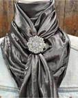 35X35" Solid Silver / Grey Wild Rag / Scarf WRS15 - Crystal Concho Wild Rag Slides - Assorted