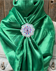 35X35" Solid Green Wild Rag / Scarf WRS18 - Crystal Concho Wild Rag Slides - Assorted