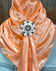 35X35" Solid Peach Wild Rag / Scarf WRS24 - Crystal Concho Wild Rag Slides - Assorted