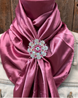 35X35" Solid Rose Wild Rag / Scarf WRS6 - Crystal Concho Wild Rag Slides - Assorted