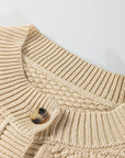 Solid Button-Up Cropped Cardigan Sweater