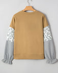 Beazita Patchwork Ruffled Sleeve Sweatshirt