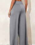 Solid Knotted Drop Waist Split Leg Pants