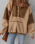 Adaline Patchwork Half Sherpa Sweatshirt