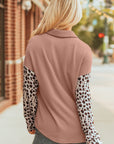 Western Leopard Corded Knit Patchwork Shacket
