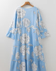Plus Size Floral V-Neck Tiered Maxi Dress