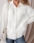 Solid Corduroy Button-Up Long Sleeve Jacket