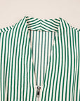 Stripe V-Neck Zip Front Midi Dress