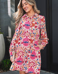 Floral Collared Long Sleeve Mini Dress