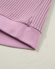 Solid Textured Knit Snap Button Collar Top