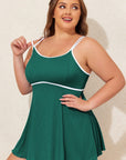 Plus Size Ribbed Contrast Trim Tankini Swimsuit Set