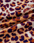 Plus Size Leopard Frilled Stand Neck Blouse