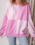 Colorblock Crewneck Henley Sweatshirt