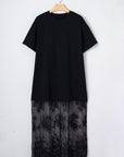Solid Lace Patchwork Short Sleeve Maxi Dress