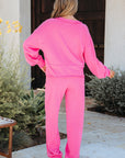 Vera Raw Edge Half Buttons Pullover and Jogger Pants Set