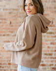 Ribbed Knit Leopard & Lace Drawstring Hoodie