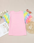 Rainbow Puff Sleeve Top -clearance