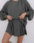 Corded Top and Ruffle Mini Skort Set