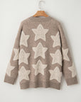 Star Sherpa Textured Buttoned Sweater Cardigan