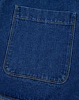 Wash Denim Straight Cut Pocketed Jacket