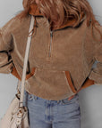 Abigail Kangaroo Drawstring Corduroy Hoodie