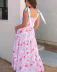 Flora Floral Knotted Shoulder Smocked Maxi Dress