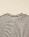 Plus Size Ribbed Knit Kangaroo Pocket Henley Top