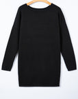 Solid Asymmetric Neck Sweater Mini Dress