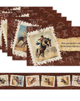 7 Pieces Rodeo Phrases Cowboy Table Runner and Placemats Set Made in USA
