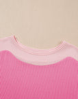 Colorblock Corded Top & High Waist Pants Set
