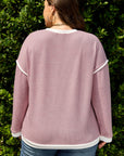 Plus Size Contrast Trim Drop Shoulder Top
