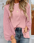 Solid Swiss Dot Balloon Sleeve Blouse