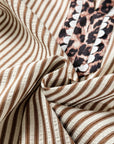 Leopard Patchwork Collared V-Neck Puff Sleeve Blouse