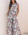 Kylee Floral Sleeveless Buttoned Wide Leg Jumpsuit
