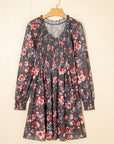 Floral Mesh Long Sleeve Mini Dress