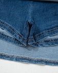 Denim Pearl Embellish Elastic Waist Mini Skort