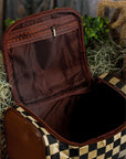 Black Checkered Zipper Makeup Bag