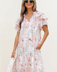 Madalyn Floral Contrast Edge Layered Short Sleeve Mini Dress