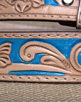 Unisex Western Full-Grain Leather Belt With Floral Tooled Design For Everyday Wear