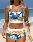Floral Racerback Cutout High Waist Bikini Set