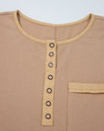 Colorblock Waffle Textured Henley Top