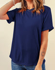 Solid Short Sleeve Crew Neck Tee