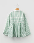 Stripe Half-Zip Long Sleeve Top