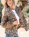 Leopard Sherpa Patchwork Flap Pocket Buttoned Jacket