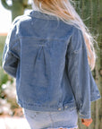 Stripe Denim Chest Pocket Oversize Jacket