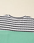 Claire Contrast Striped Patchwork Long Sleeve Top