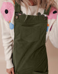 Solid Corduroy Front Pocket Sleeveless Overall Dress